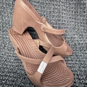 CROCS Women's Brown Wedge Mules